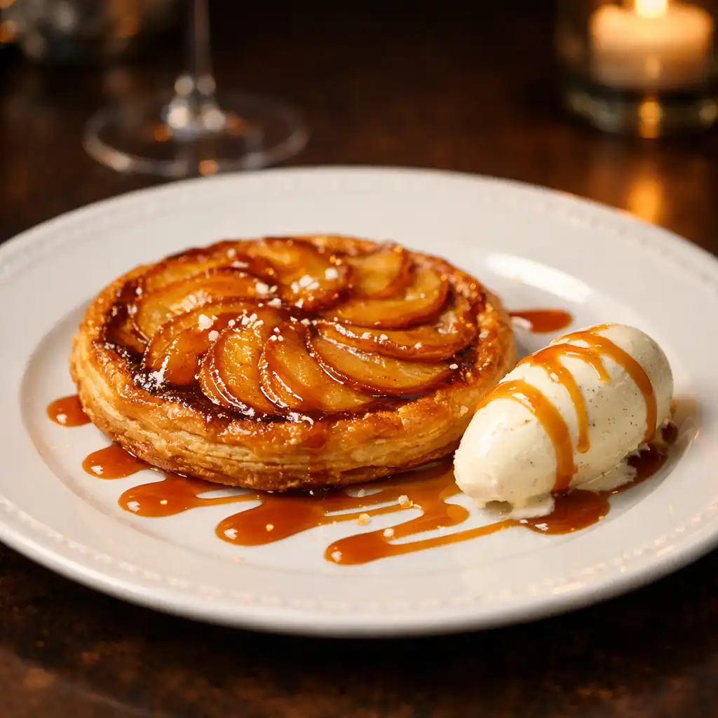Tarte fine aux pommes, caramel au beurre salé